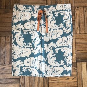 Hoss Silk Blue and Cream Print with Orange Tie, Size 40